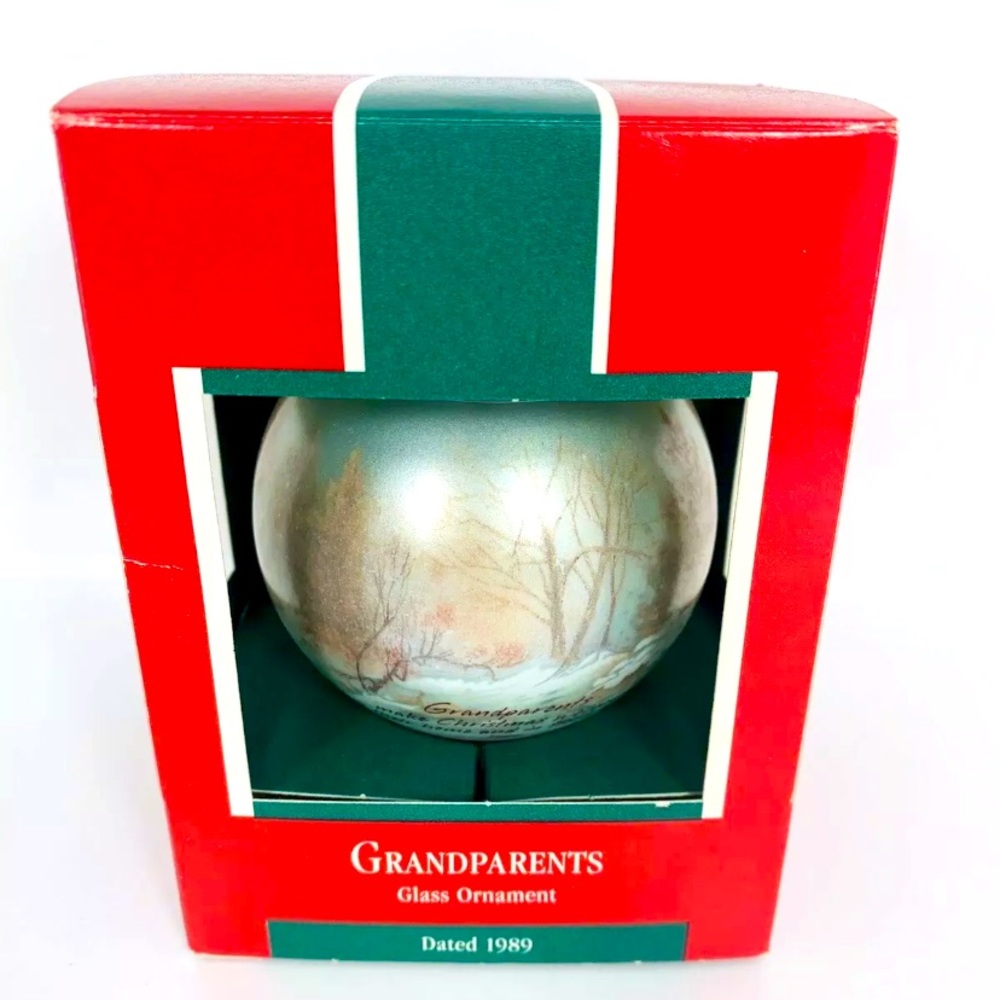 VTG Hallmark Keepsake 1989 GRANDPARENTS Glass Ball CHRISTMAS ORNAMENT Home
